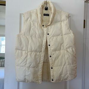 Lands End Down Puffy Vest Size Medium/Large 10-12 Ivory/Cream